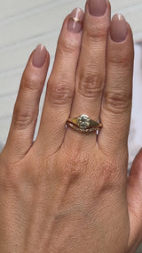 0.85ct Bicolor Round Montana Sapphire Low Profile 4 Prong Signet Solitaire in 14k Yellow Gold