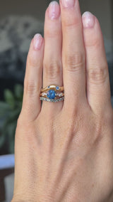 1.60ct Round Vibrant Blue Montana Sapphire and Diamond Starry Night Low Profile Solitaire in 18k Yellow Gold