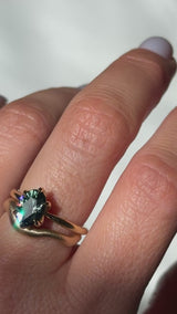 2.07ct Precision Cut Untreated Teal Oval Montana Sapphire Diamond-studded Sea Star Solitaire in 18k Yellow Gold