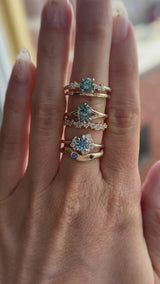 0.87ct Periwinkle Purple-Blue Round Montana Sapphire and Diamond Asymmetrical Cluster Ring in 14k Yellow Gold