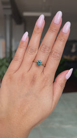 1.43ct Round Precision Cut Teal Montana Sapphire Classic 4 Prong Solitaire in 18k Yellow Gold