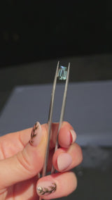 2.10CT MADAGASCAR EMERALD CUT SAPPHIRE, MINTY BLUE GREEN WITH GREY, UNTREATED, 8.2X6.1X4.2MM