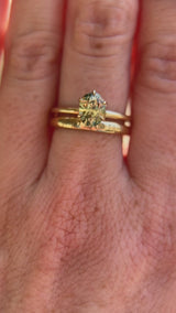 1.54ct Untreated Parti Green Madagascar Oval Sapphire Lotus Solitaire in 14k Yellow Gold