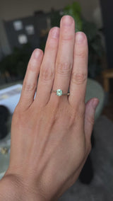 0.91CT ELONGATED CUSHION PRECISION CUT MONTANA SAPPHIRE, GREEN YELLOW, 6X5X3.5MM