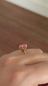 1.75ct Mozambique Pink Oval Sapphire Lotus Solitaire in 14k Yellow Gold