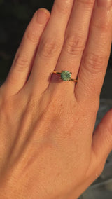 1.29CT ROUND MADAGASCAR SAPPHIRE, SILKY YELLOW GREEN PARTI, UNTREATED, 6.4X4.22MM