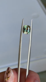 1.75CT CUSHION MADAGASCAR SAPPHIRE, PARTI BICOLOR TEAL ORANGE, 7X6.3X4.5MM
