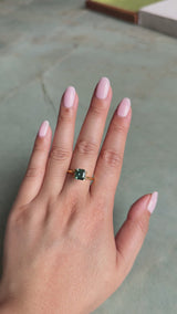2.16CT MADAGASCAR EMERALD CUT SAPPHIRE, DEEP GREEN WITH SOME YELLOW AND TEAL, 6.9X6.8X4.6MM