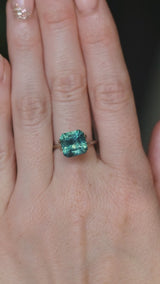 5.53CT RADIANT CUT MONTANA SAPPHIRE, TEAL BLUE AND LIGHT GREEN, UNTREATED, 9.39X9.21X6.75MM - APPRAISED STONE