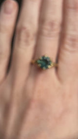 2.57ct Untreated Australian Teal Sapphire Low Profile Split Shank Six Prong Ring in 18k Yellow Gold