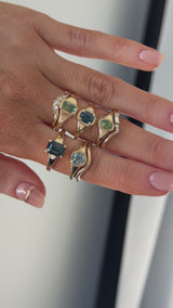 0.71ct Oval Green Precision Cut Montana Sapphire Low Profile 4 Prong Signet Solitaire in 14k Yellow Gold