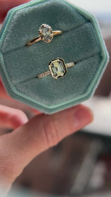 0.82ct Unheated Silky Light Seafoam Teal Montana Sapphire Scallop Cup Solitaire in 14k Yellow Gold