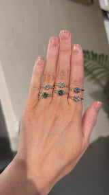 0.91ct Untreated Round White Montana Sapphire and Princess Cut Diamond Rapids Low Profile Ring in 14k Yellow Gold