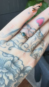 0.99ct Round Untreated Australian Sapphire Evergreen Carved Solitaire in 14k Yellow Gold