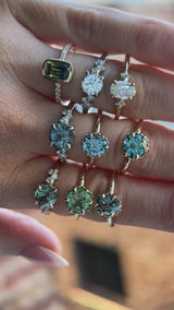 1.01ct GIA Natural Oval Diamond and Princess Cut Diamond Rapids Low Profile Ring in 18k Yellow Gold