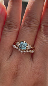 1.57ct Old Mine Cut Montana Sapphire and Diamond Antique Style Compass Set Low Profile Ring in 14k Yellow Gold