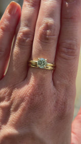 1.30ct Untreated Precision Cut Round Light Teal Montana Sapphire Classic 4 Prong Solitaire in 18k Yellow Gold