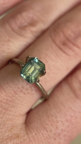 2.14CT EMERALD CUT MADAGASCAR SAPPHIRE, LIGHT GREEN TEAL WITH BROWN, 7.9X6.1X4.7MM, EARLY ACCESS