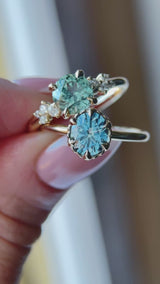 1.47ct Round Untreated Montana Sapphire and Diamond Starry Night Low Profile Solitaire in 14k Yellow Gold