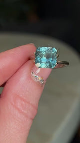 5.53CT RADIANT CUT MONTANA SAPPHIRE, TEAL BLUE AND LIGHT GREEN, UNTREATED, 9.39X9.21X6.75MM - APPRAISED STONE
