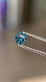 2.05ct Round Montana Sapphire, teal blue, 7.4x7.4x4.9mm