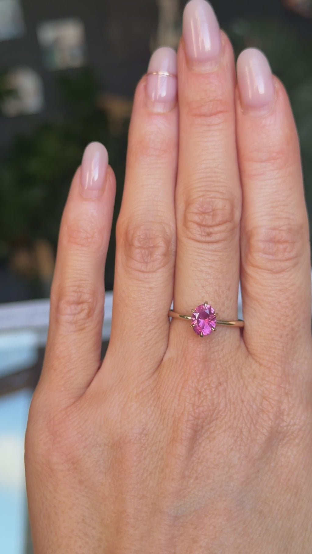 1.37ct Oval Untreated Pink Burmese Spinel Lotus Solitaire in 14k Yellow Gold