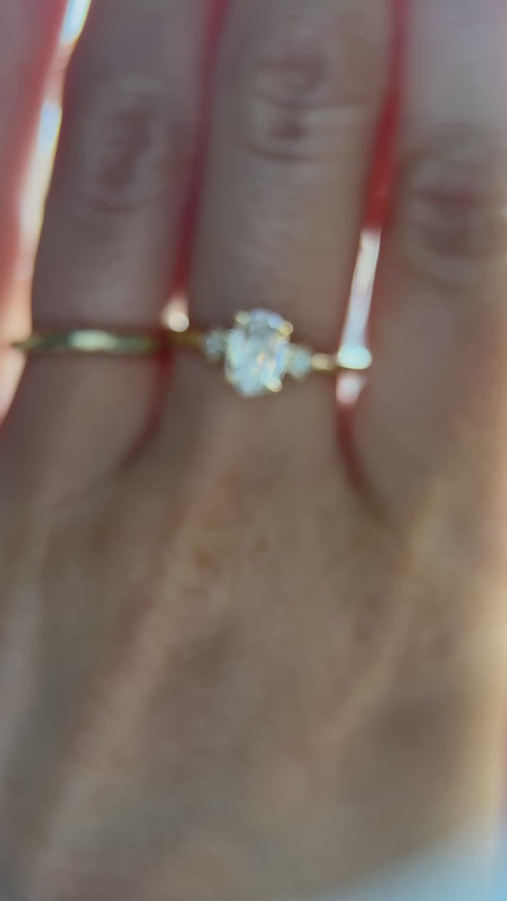 1.01ct GIA Natural Oval Diamond and Princess Cut Diamond Rapids Low Profile Ring in 18k Yellow Gold