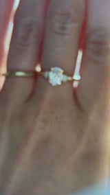 1.01ct GIA Natural Oval Diamond and Princess Cut Diamond Rapids Low Profile Ring in 18k Yellow Gold