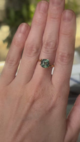 3.0CT CUSHION MADAGASCAR SAPPHIRE, MEDIUM TEAL GREEN, UNHEATED, 7.44X7.2X5.46MM