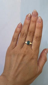 2.40ct Untreated Emerald Cut Madagascar Sapphire Low Profile 4 Prong Tapered Solitaire in 14k Yellow Gold