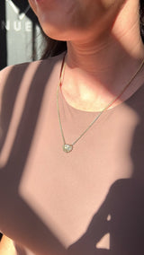 1.37ct Natural Cushion Cut Diamond Vine Frame Necklace in 14k Yellow Gold
