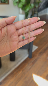 1.56ct Untreated Teal Green Nigerian Oval Sapphire 10 Prong Pendant in 14k Yellow Gold
