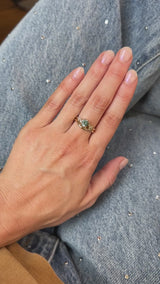 1.21ct Unheated Teal Seafoam Green Montana Sapphire and Diamond Starry Night Low Profile Solitaire in 18k Yellow Gold