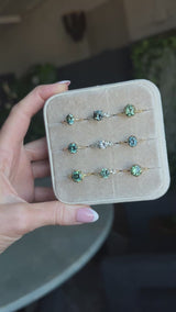 1.55ct Round Madagascar Light Green Sapphire Low Profile Scallop Cup Solitaire in 14k Yellow Gold