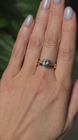1.74ct Fancy Elongated Cushion Parti Teal Blue Montana Sapphire and Diamond Vintage Cathedral 4 Prong Solitaire in 14k Yellow