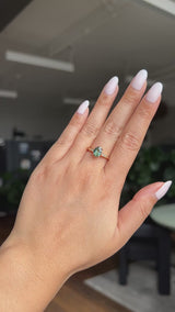 1.27ct Oval Untreated Parti Sapphire and Diamond Vintage Cathedral Four Prong Ring in 14k Yellow Gold