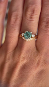 Three Stone Ring with Pear Diamond Side Stones- Setting