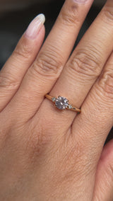 0.78ct Untreated Light Pink Montana Sapphire and Princess Cut Diamond Rapids Low Profile Ring in 14k Yellow Gold