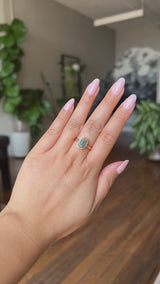 2.62ct Teal Green Emerald Cut Sapphire Low Profile Bezel Ring in 14k Yellow Gold