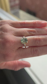 3.50ct Oval Untreated Montana Sapphire and Tapered Baguette Diamond Stackable 4 Prong Ring With Euro Shank in 18k Yellow Gold