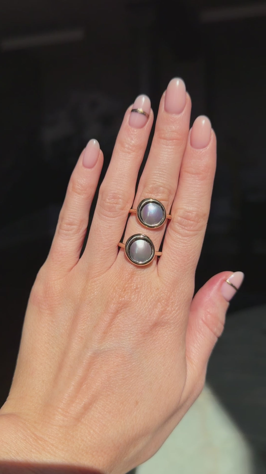 Cortez Pearls® Bezel Wave Rings in 14k Yellow Gold