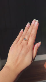 0.93ct Round Seafoam Montana Sapphire and Princess Cut Diamond Rapids Low Profile Ring in 14k Yellow Gold