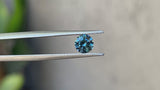 1.04CT PRECISION CUT ROUND BRILLIANT MONTANA SAPPHIRE, TEAL BLUE GREEN, 5.9MM