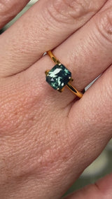 2.03CT MADAGASCAR RADIANT SAPPHIRE, GLOWY TEAL BLUE, UNTREATED, 6.7X6.09X4.7MM