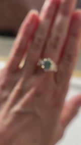 2.70ct Untreated Radiant Cut Montana Sapphire and Diamond Floral Halo in 14k Yellow Gold