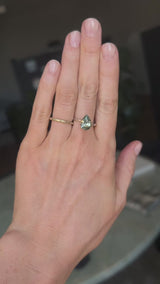 2.35ct Teal Blue Grey Untreated Pear Montana Sapphire and Diamond Asymmetrical Cluster Ring in 18k Yellow Gold