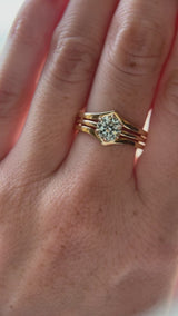 1.05ct Round Precision Cut Light Blue Montana Sapphire Lotus Solitaire in 14k Yellow Gold