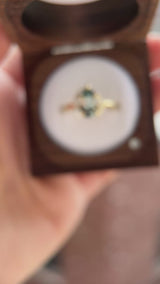 2.35ct Teal Blue Grey Untreated Pear Montana Sapphire and Diamond Asymmetrical Cluster Ring in 18k Yellow Gold