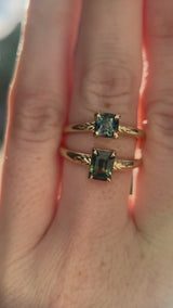 1.08ct Cushion Cut Parti Sapphire Low Profile Four Prong Spring Bloom Solitaire in 14k Yellow Gold