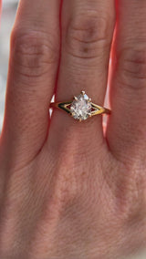 1.18ct Natural Canadian Pear Modern "Antique Cut" Diamond Low Profile Six Prong Split Shank Solitaire in 14k Yellow Gold